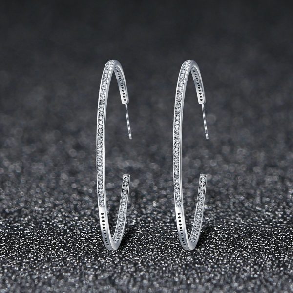 Summer Style Luminous Clearly CZ, Large Circle Hoop Earrings for Women EarRings Fashion Jewelry Valentine's Day Gift