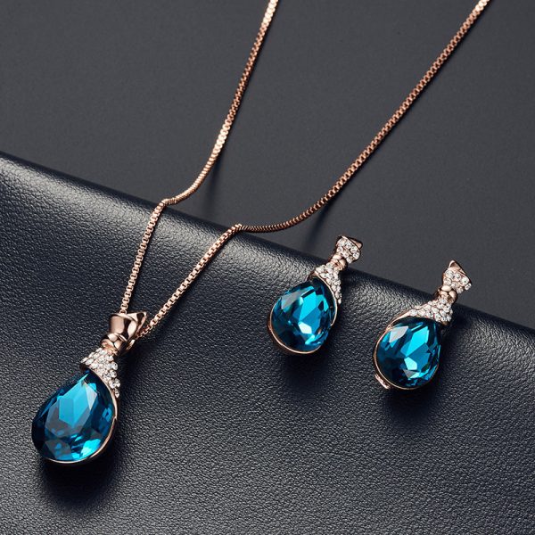 Alloy Plating Necklace Earrings Set Jewelry Set With Rhinestone Wedding Jewelry