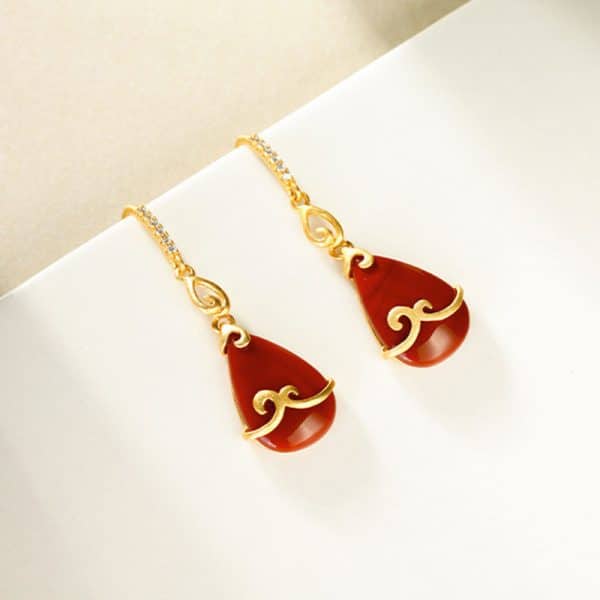 South Red Stone Drop Earrings