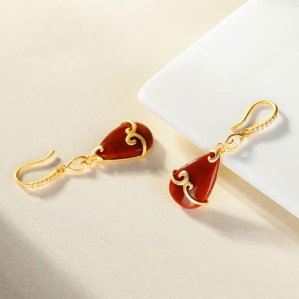South Red Stone Drop Earrings