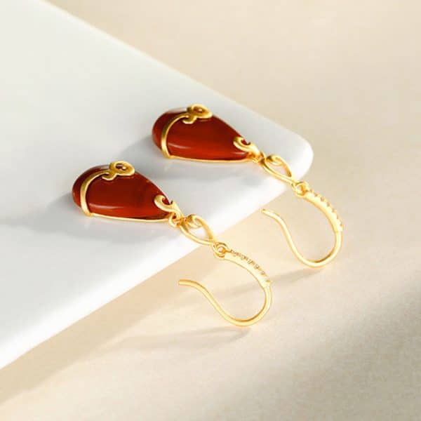 South Red Stone Drop Earrings