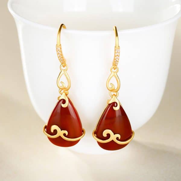South Red Stone Drop Earrings