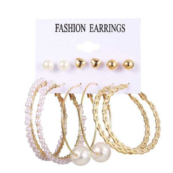17KM Fashion Pearl Hoop Earrings Set