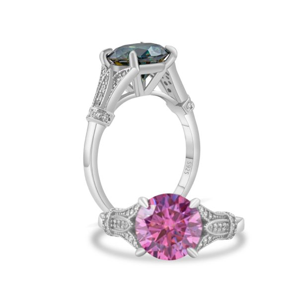 925 Silver 3 Karat Moissanite Row Diamond Ring Female