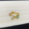 Fashion Freshwater Pearl Ring Colorful Painting Oil Flowers