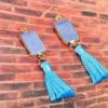 Short tassel earrings natural stone