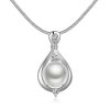 Fashion Lady Water Drop Silver Pearl Jewelry Set