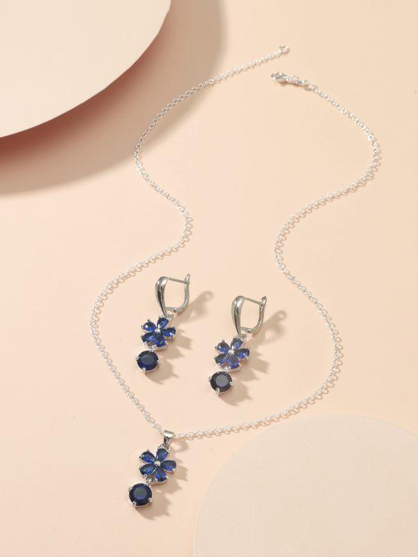 European And American Fashion Necklace Women's Gemstone Clavicle Chain Jewelry Set