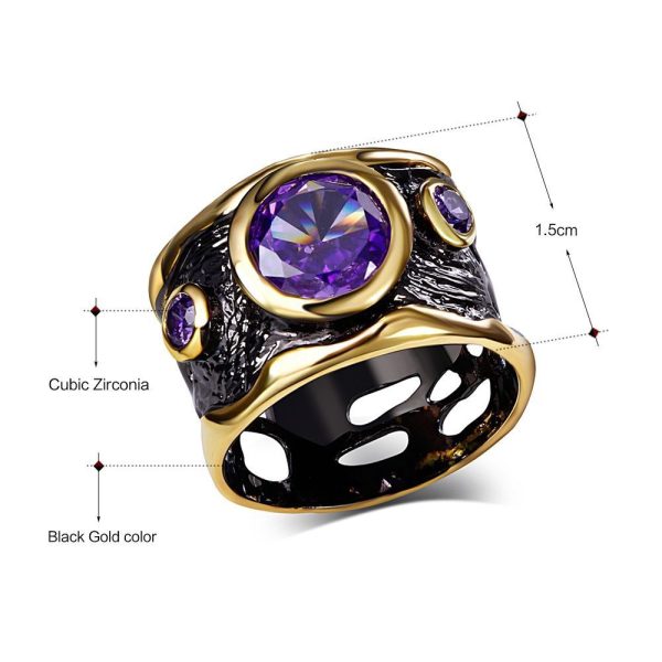 Purple Stone Jewelry Black Gold Plated Zircon Pendant