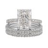S925 Sterling Silver Super Shiny Ice Flower Cut Zircon Ring Suit