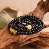 Obsidian 12 Zodiac Signs 108 Luminous Sand Golden Pixiu Buddha Beads