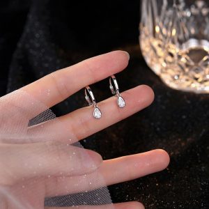 Sterling Silver Drop Zircon Earrings
