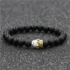 Jewelry White Turquoise Black Frosted Stone Crown Set Couple Bracelet