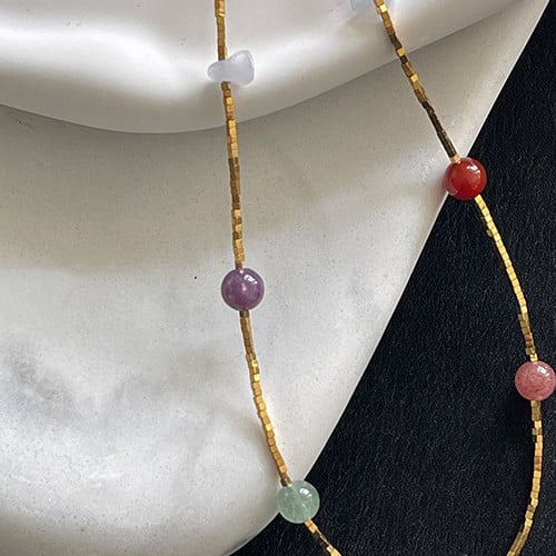Color Agate Light Luxury Minority Advanced Sense Natural Stone Necklace