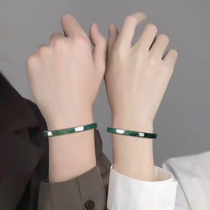 Personalized Natural A Cargo Jade Blue Water Square Bracelet