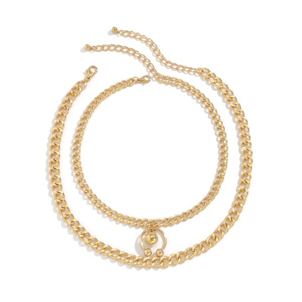 European And American Cross-border Jewelry Geometric Drop Ball U-shaped Set Clavicle Necklace