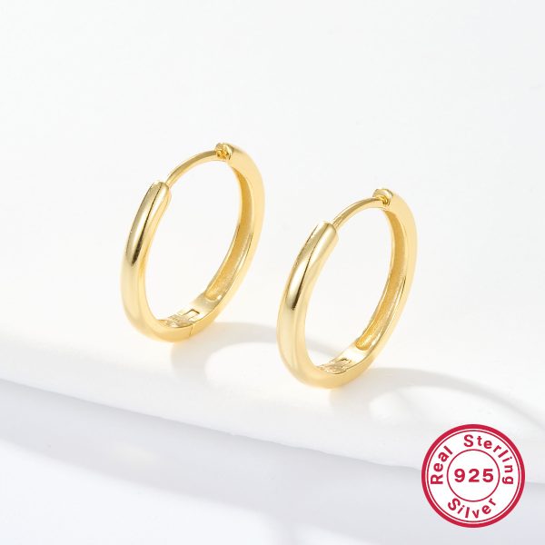 Simple Bracelet 925 Earrings Sterling Silver Big Circle Ear Clip