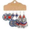 6-piece Set Tassel Bohemian Ethnic Style Hollow Stud Earrings
