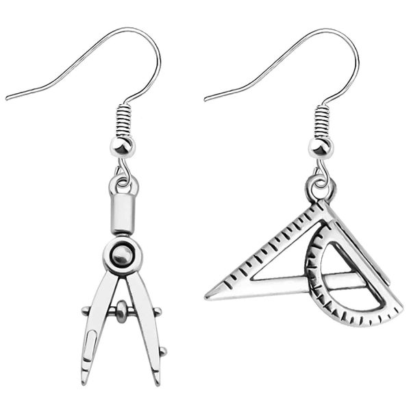 1721342527182868480.jpg Professional Creative Compasses Set Square Eardrops Physical Lovers Earrings