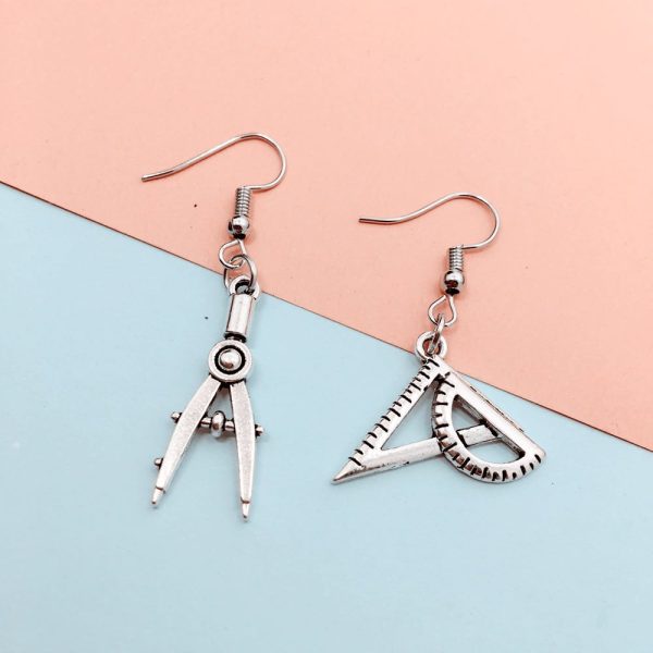 1721342527711350784.jpg Professional Creative Compasses Set Square Eardrops Physical Lovers Earrings