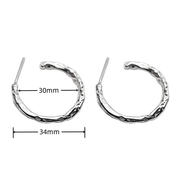 Exaggerating Unique Fashion Irregular Sculptural Feel C-shaped Circle Metal Anisotropic Large Earrings
