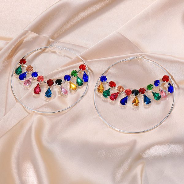 Simple Jewelry Circle Colorful Pendant Water Drop Earrings