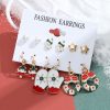 Christmas Snowman Cane Stud Earrings Combination Set