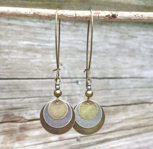 Bohemian Retro Ethnic Style Distressed Bronze Circle Multi-layer Metal Alloy Earrings