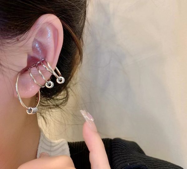 18K Gold Plating Brass Multi-Circle Line Non-pierced Ear Bone Clip Fashion Personality Earrings