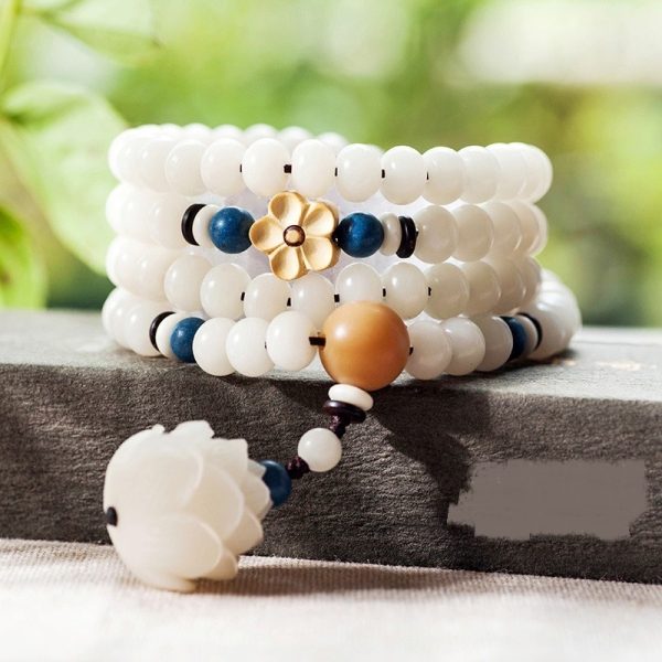 White Jade Bodhi Beads Long Bracelet