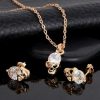 New Fashion Gold color Skull Women Jewelry Sets Crystal Earrings Pendant Necklace Set