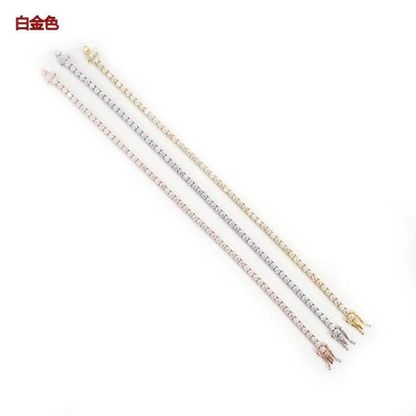2 Mm925 Silver Inlay Women's Hip Hop Single Row Men's And Women's Tennis Chain