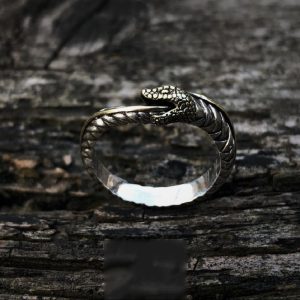 Thai Silver Handmade Mysticism Ouroboros Niche Open Couple Ring