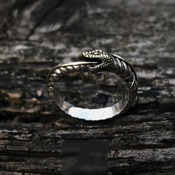 Thai Silver Handmade Mysticism Ouroboros Niche Open Couple Ring