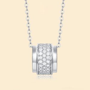 Silver Necklace Girls Moissanite Galaxy Pendant