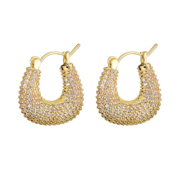 Copper Gilded Micro-set Zircon Light Luxury Retro Full Diamond Earrings