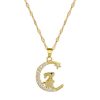18101288-195a-4ead-8e53-0690f540f52f.jpg Bunny Crescent Moon Light Luxury Temperament Gorgeous Full Diamond Necklace