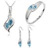 New Angel Elf Earrings Necklace Bracelet Three-piece Austria Crystal Alloy Jewelry Set Wholesale