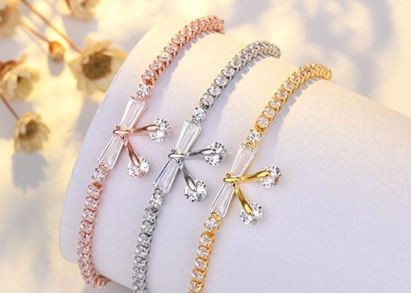 Bow Micro Inlaid Zircon Adjustable Beads Bracelet