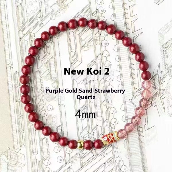 Koi Purple Cinnabar Lucky Beads Peach Blossom Strawberry Quartz Bracelet