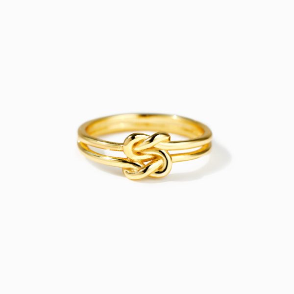 S925 Sterling Silver Mother And Daughter Double Knot Ring Female Simple