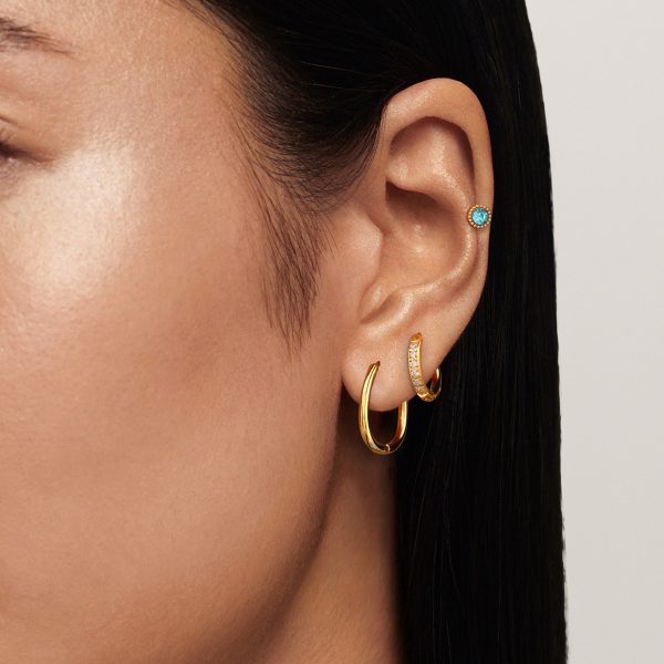 Stainless Steel Circle With High-end Zircon Earrings