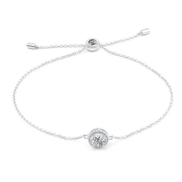 S925 Silver Moissanite Round Bag Micro-inlaid Round Moissanite Electroplated K Platinum Bracelet For Women