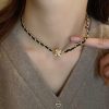 Retro Elegant Leather Winding Chain Diamond Magnetic Necklace