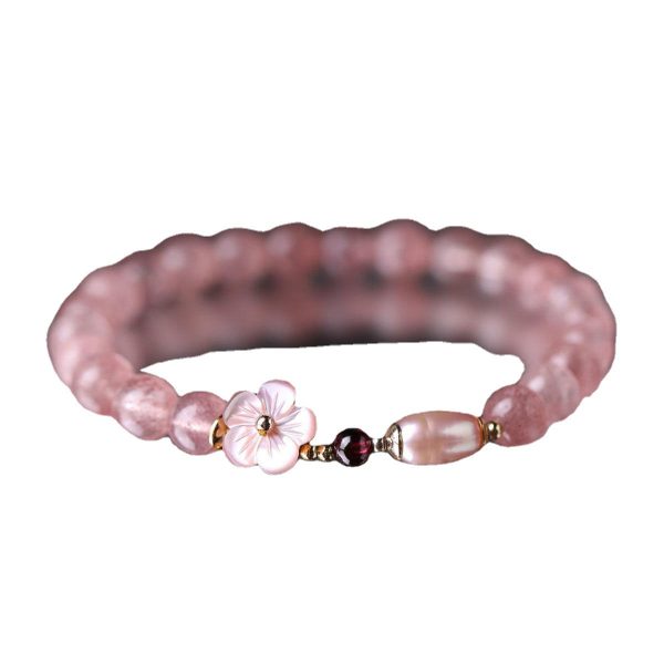 Fashion Personality Strawberry Quartz Peach Blossom Bracelet