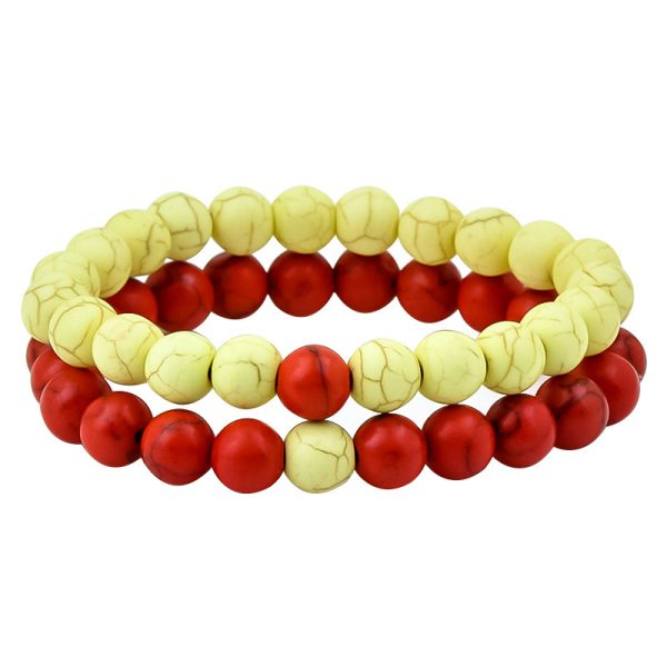 Men's Women's Natural Stone Bead Bracelet Frosted Stone