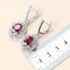 Garnet Cubic Zirconia Earrings Pendant Necklace Bracelet Ring Gift 4 PCs Set