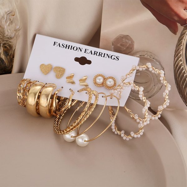 18d369b3-90a3-4687-9d64-4b0103757548.jpg Women's Jewelry Pearl Butterfly Chain Big Ear Stud Set 9-piece Set
