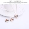 Fashion All-match Luxury Bow Full Diamond Necklace Earrings Jewelry Set