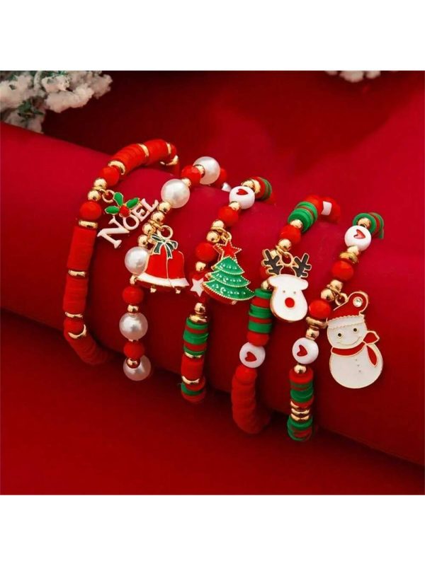 Christmas 6-pack Cute Elk Polymer Clay Bracelet Bracelet Suit